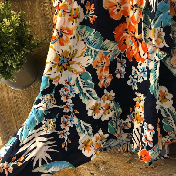 NWT | Band of Gypsies | Navy Peach Floral Romper - Picture 2 of 6